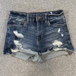 Refuge Miami Size 3 Distressed Denim Shorts Cuffed Stretch Jean Cutoff Shorts